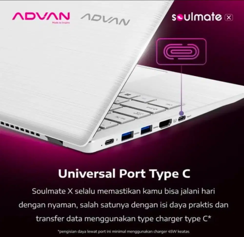 Advan Soulmate X2 AMD Athlon 3020E RAM 8GB SSD 128GB W11 14.0 IPS