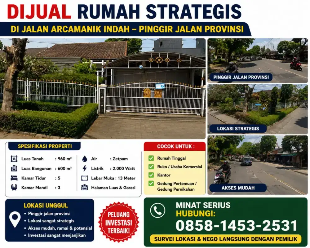 Rumah di jual lokasi pinggir jalan antapami bandung