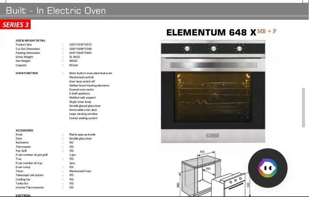 Oven tanam listrik