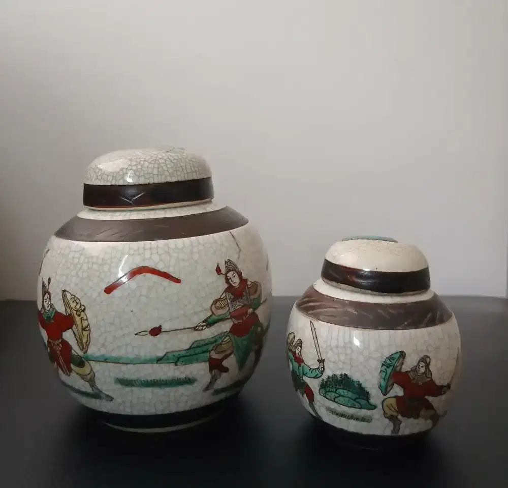 Set Guci Porselen Tiongkok Glasir Retak Seribu Antik