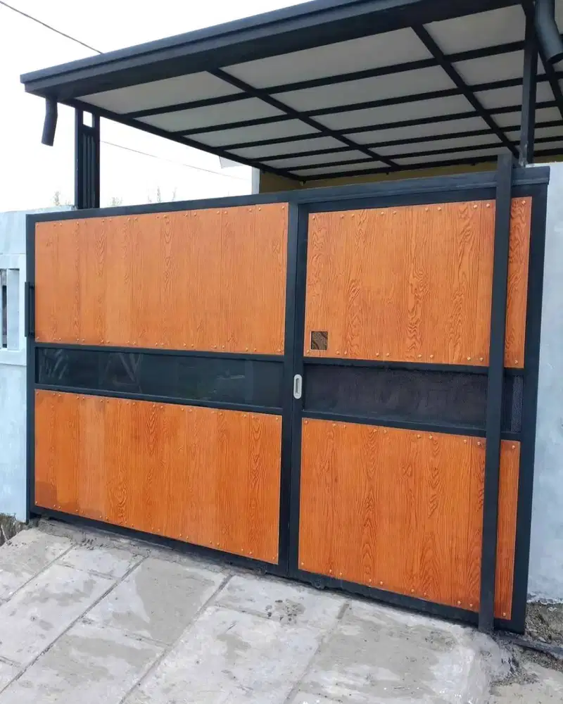 pintu pagar dorong woodplank