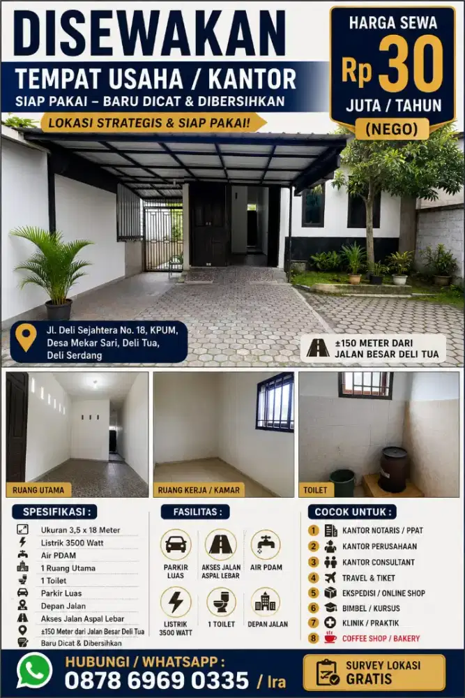 Disewakan Ruang untuk usaha