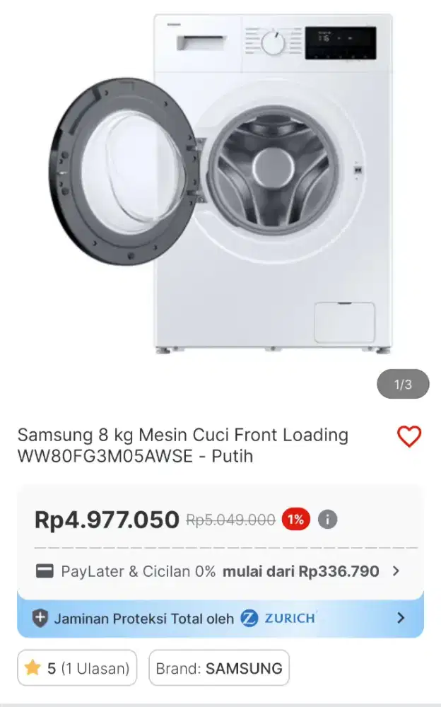 Mesin cuci 8KG samsung promo
