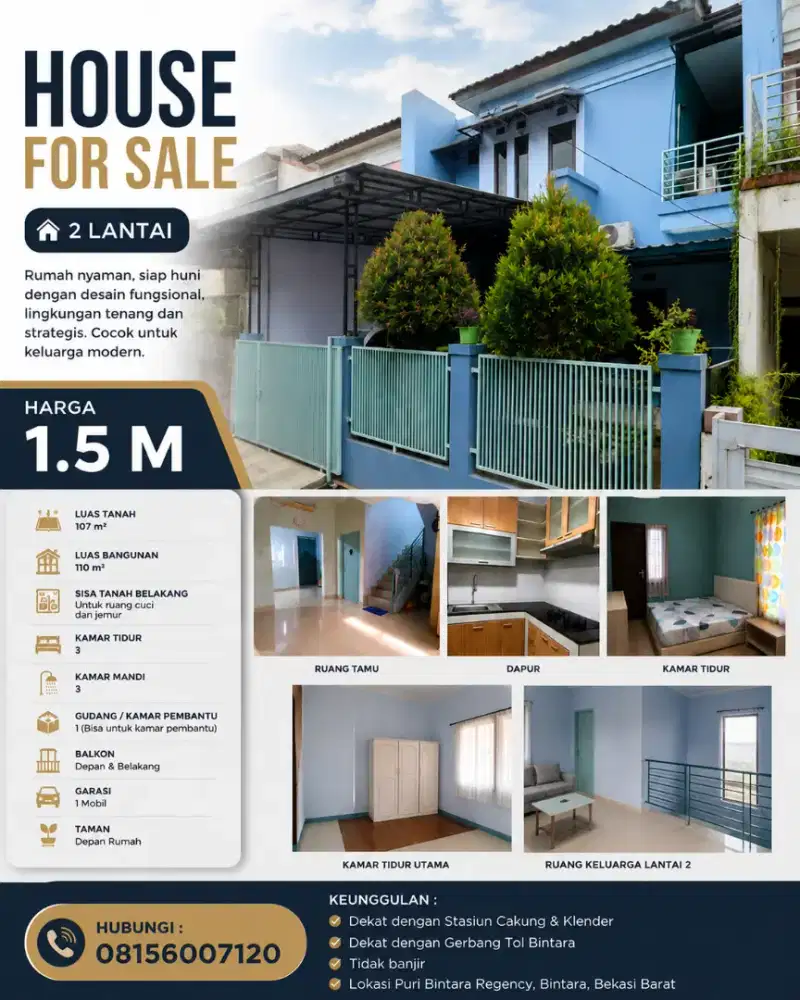 Rumah Dijual, lokasi Puri Bintara Regency