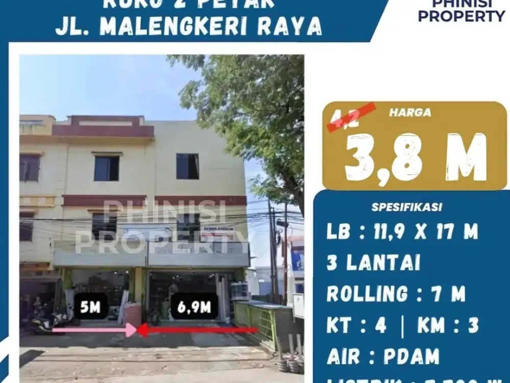 DIJUAL 2 Petak Ruko di Jalan Mallengkeri Raya