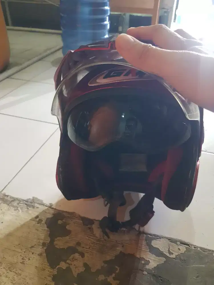 Helm GM New Imprezza Half Face Double Visor Merah - Murah Nego