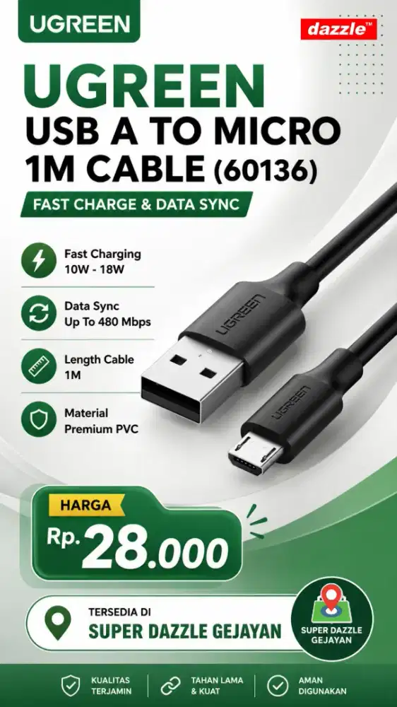 UGREEN USB A TO MICRO 1M CABLE (60136)
