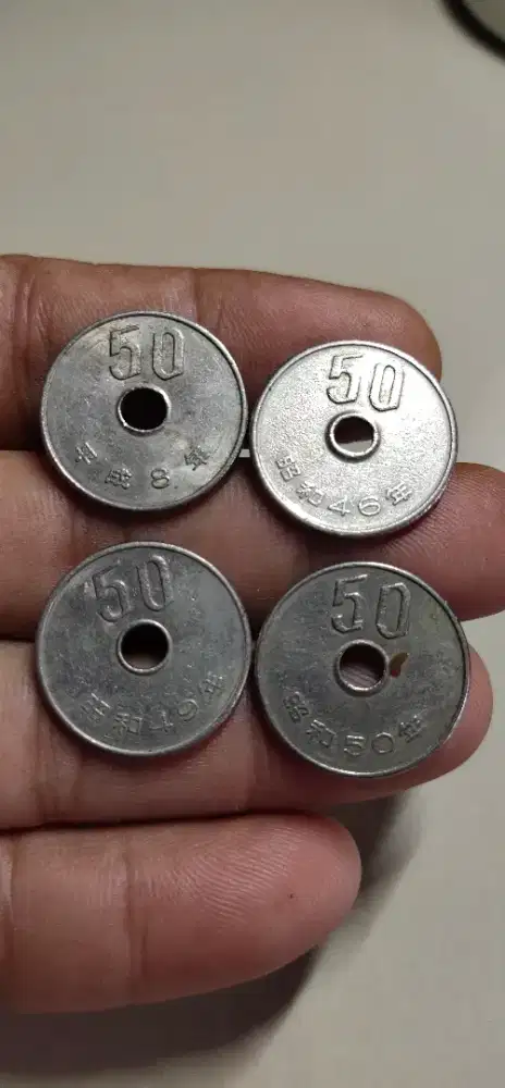 Borongan 4Bh Japan Lucky 50 Yen Showa Choice Of Year 08 / 46 / 49 / 50
