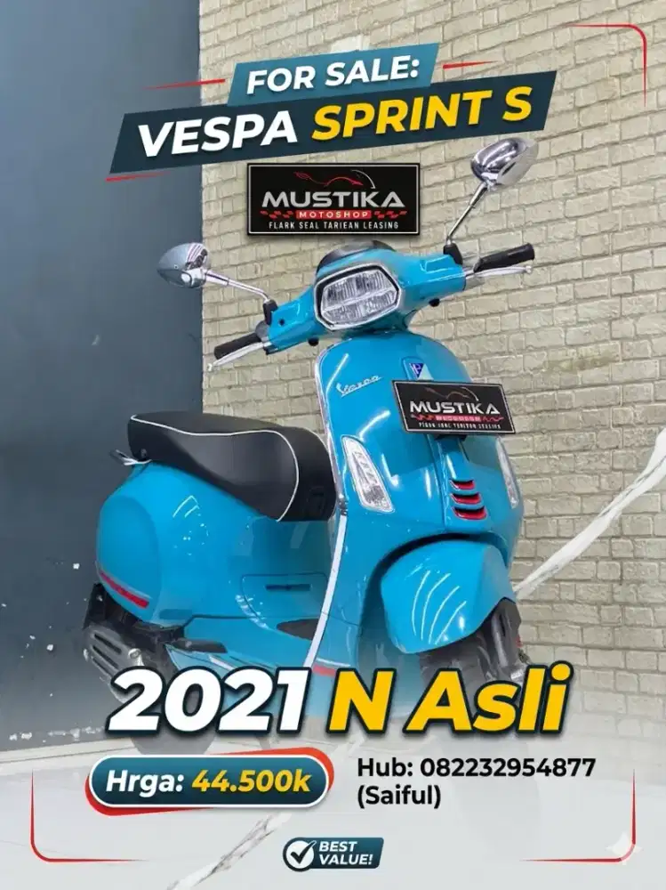 Perfect Condition!!Vespa sprint S 150cc ABS 2021 N Asli Mulus-Mustika