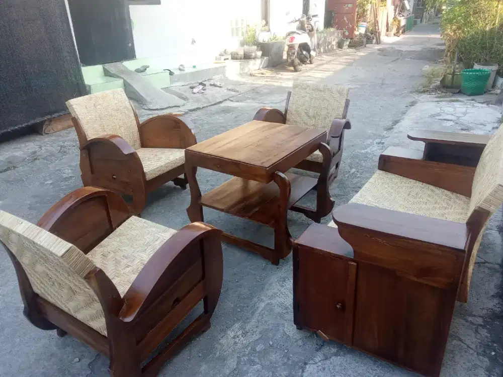 Kursi sedan grobog full jati lawas rotan asli finishing halus