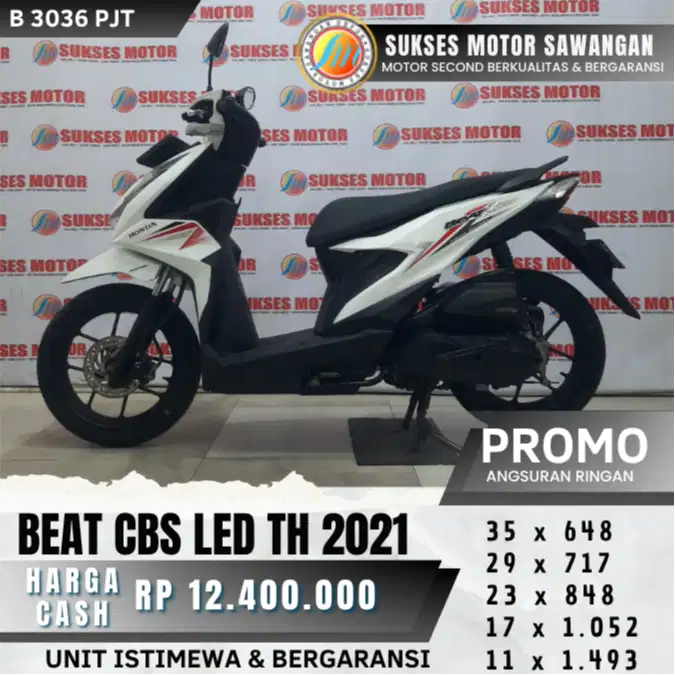 MULUS HONDA BEAT LED CBS TH 2021 PUTIH BISA CASH KREDIT BERGARANSI