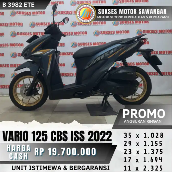 BERGARANSI VARIO 125 CBS ISS TH 2022 BIRU MULUS BISA CASH KREDIT