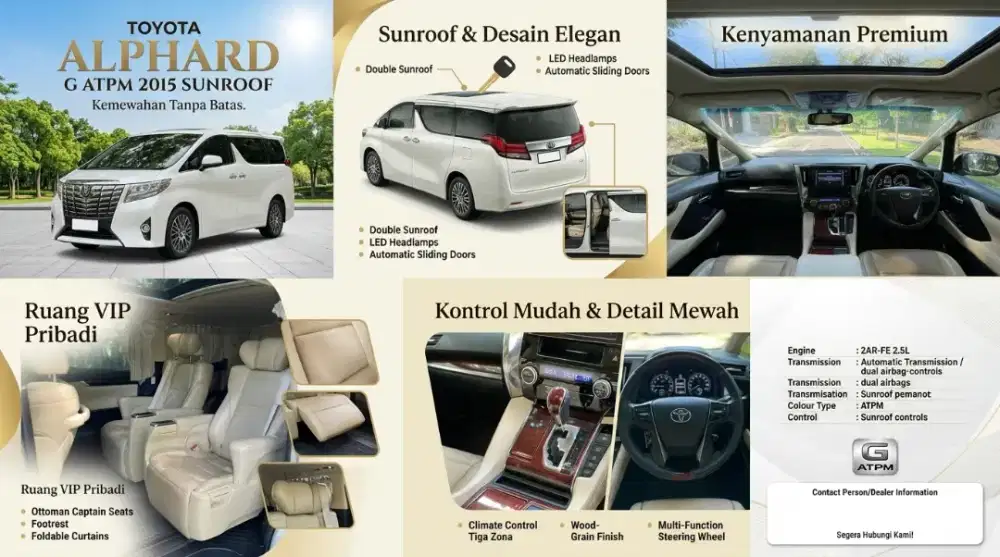 Dijual Cepat Toyota Laphard Sunroof 2015