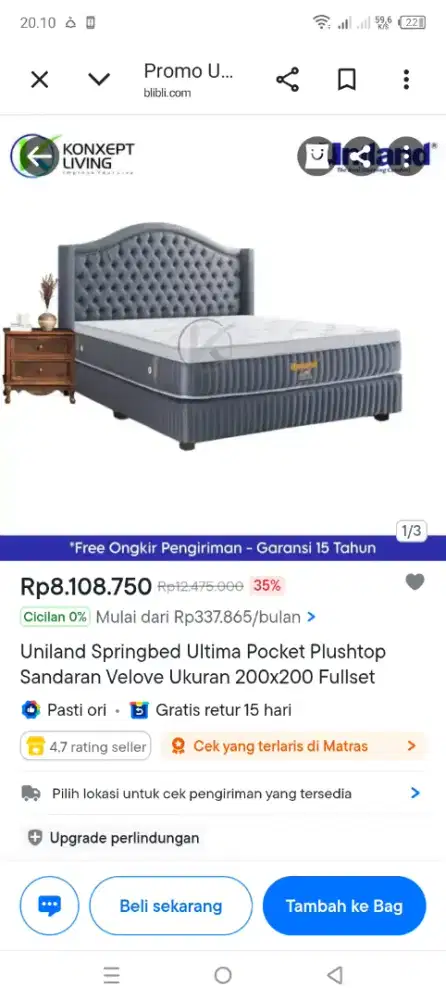 Kasur unilen Rivera luxury palstop latex marylin tipe madium