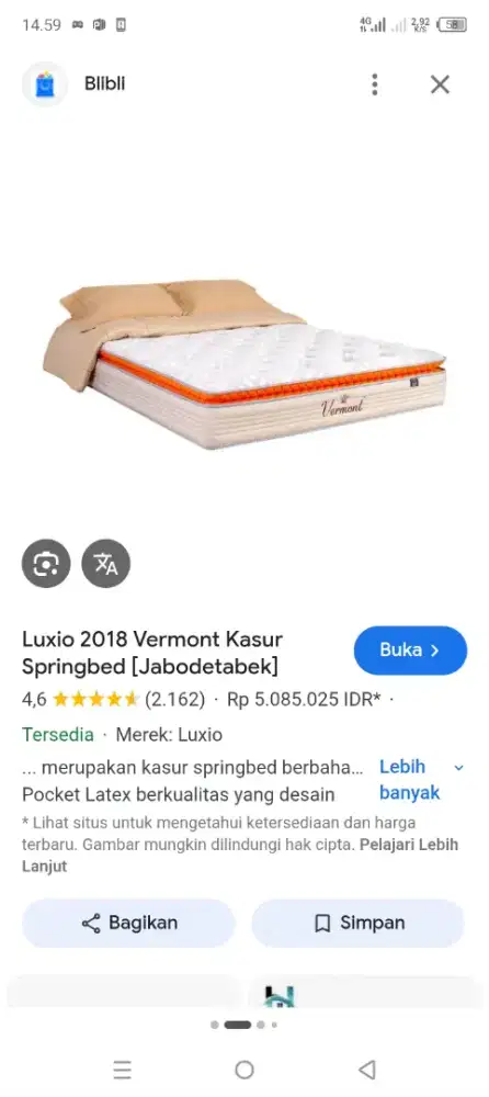 Kasur mewah istimewa kasur merek vermont luxio plastop latex Luxio