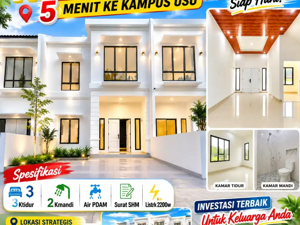 DEKAT SEKOLAH NAMIRA RUMAH BUNGA ESTER PD BULAN | HANYA 5 MENIT KE KAMPUS USU