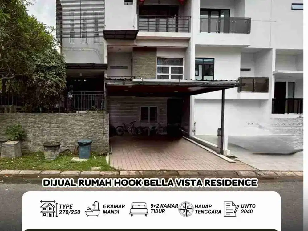 Dijual rumah hook 2 lantai bellavista residence