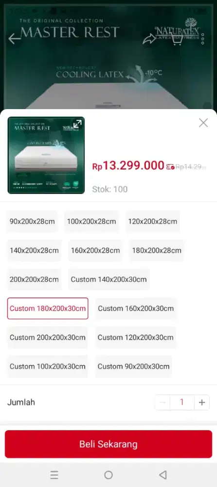 Kasur full latex  merek naturatex latex master res.