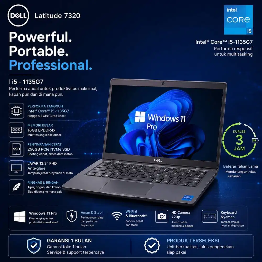 DELL LATITUDE 7320 | INTEL CORE I5 - 1135G7 | 8/256GB