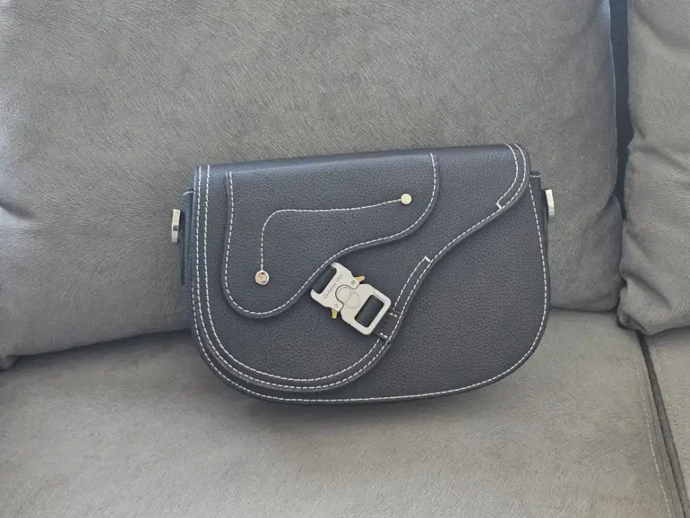 Christian Dior Saddle Messenger Bag Black Grained Calfskin