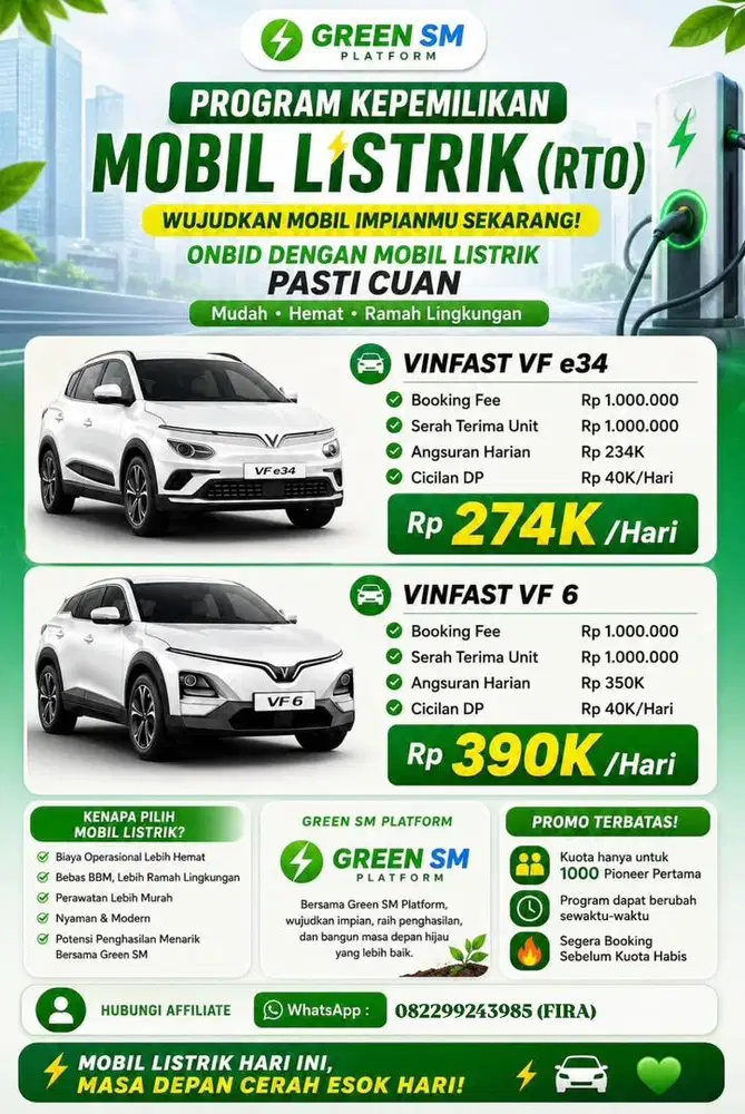 Dicari driver greensm, mobil listrik