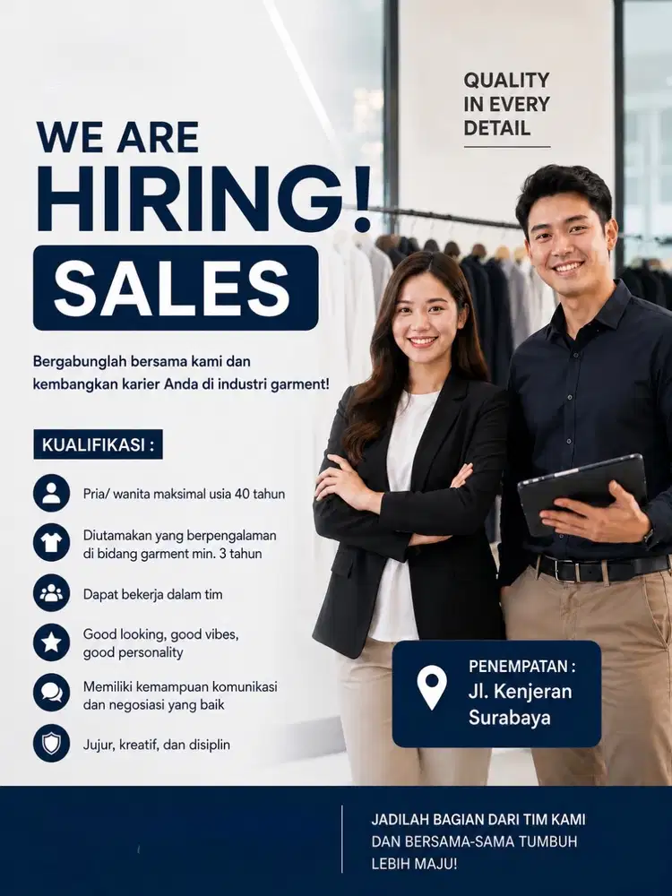 Lowongan Kerja Sales Marketing Garment