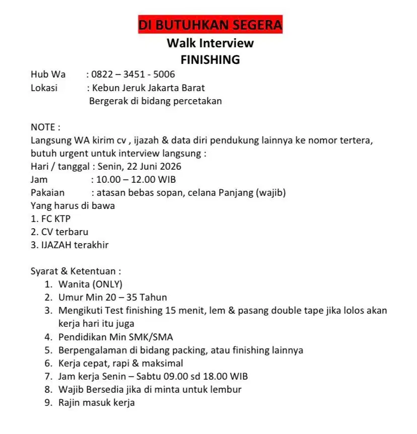 DATANG DAN DAFTAR LANGSUNG