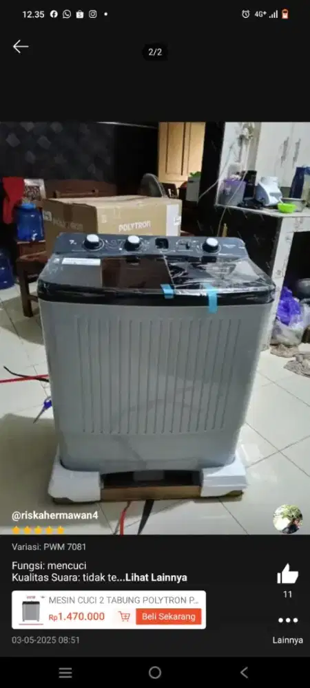 Mesin Cuci Polytron 7kg Promo Cicilan Pakai Akulaku