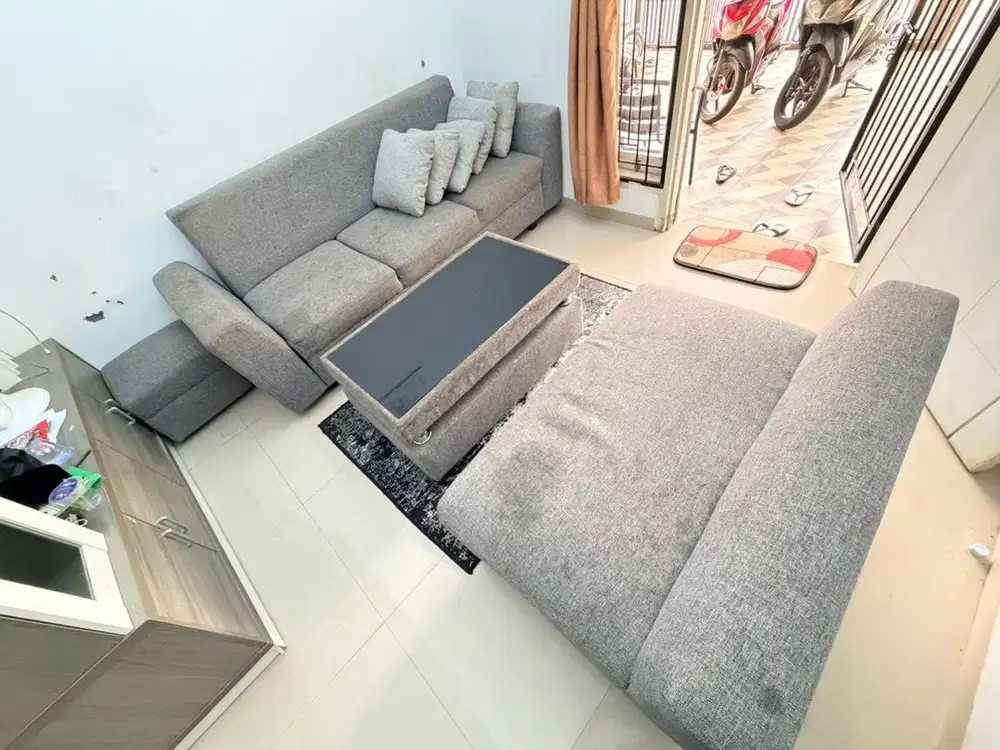 sofa minimalis warna abu