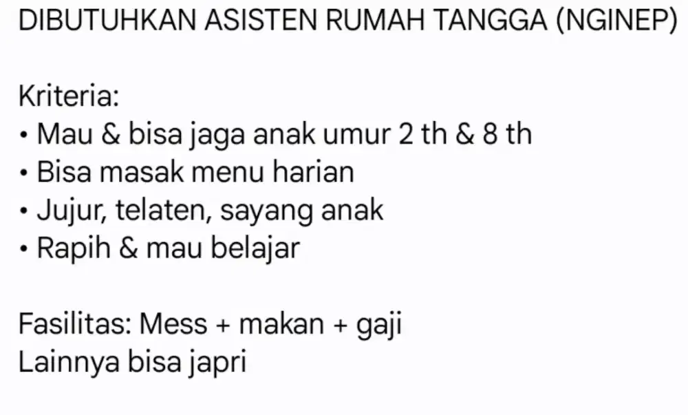 Dibutuhkan segera ART