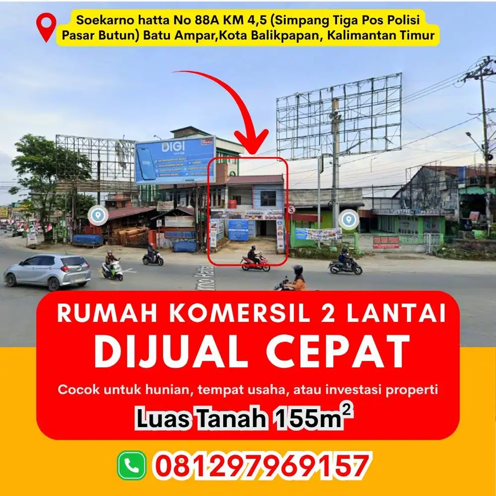 DIJUAL CEPAT – RUMAH KOMERSIL 2 LANTAI BALIKPAPAN
