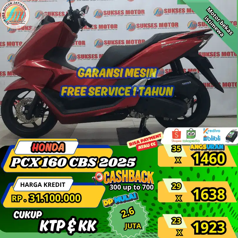 HONDA PCX 160 CBS 2025 ANGSURAN TERMURAH SYRT KTP & KK(SUKSESMOTOR)