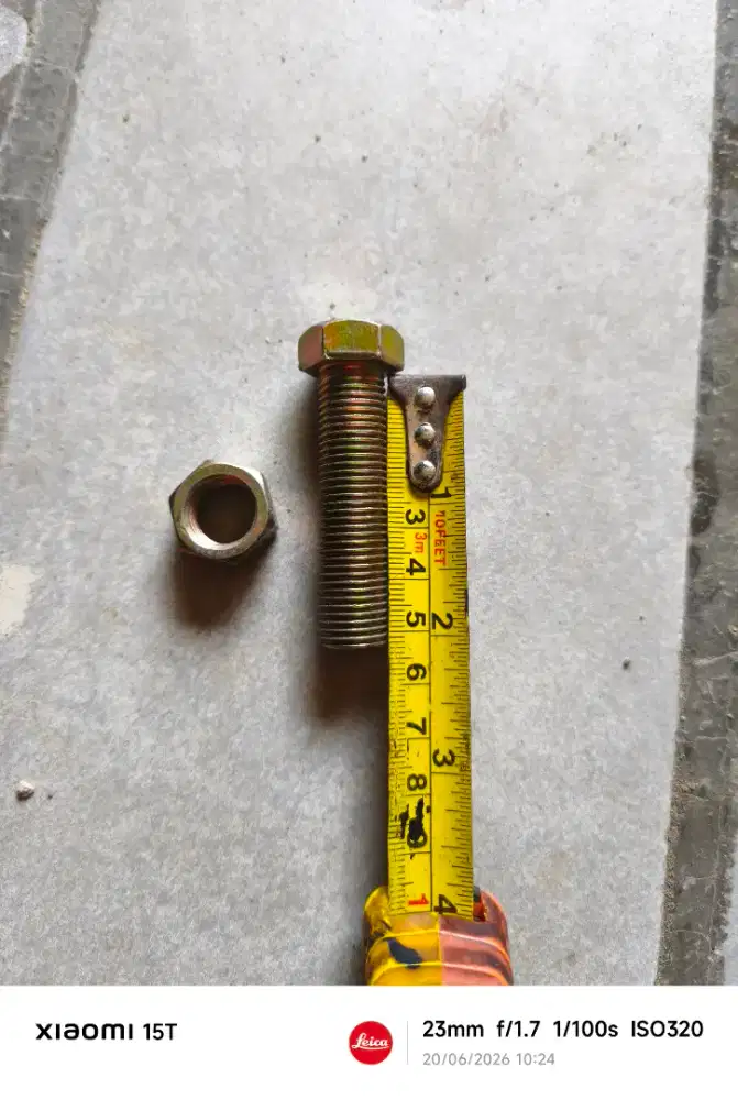 BAUT MUR KUNING M14 KUNCI 19 PANJANG 5 CM DRAT HALUS