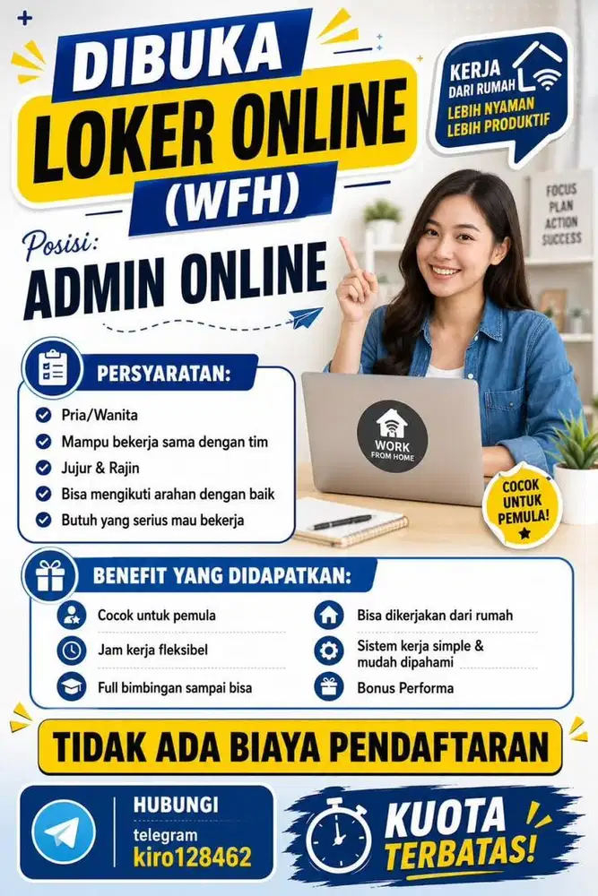 DIBUTUHKAN ADMIN ONLINE (WFH)