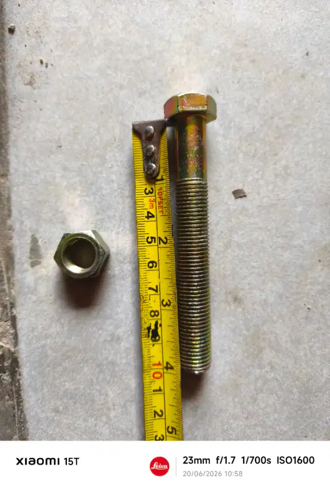 BAUT MUR KUNING M14 KUNCI 19 PANJANG 10 CM DRAT HALUS