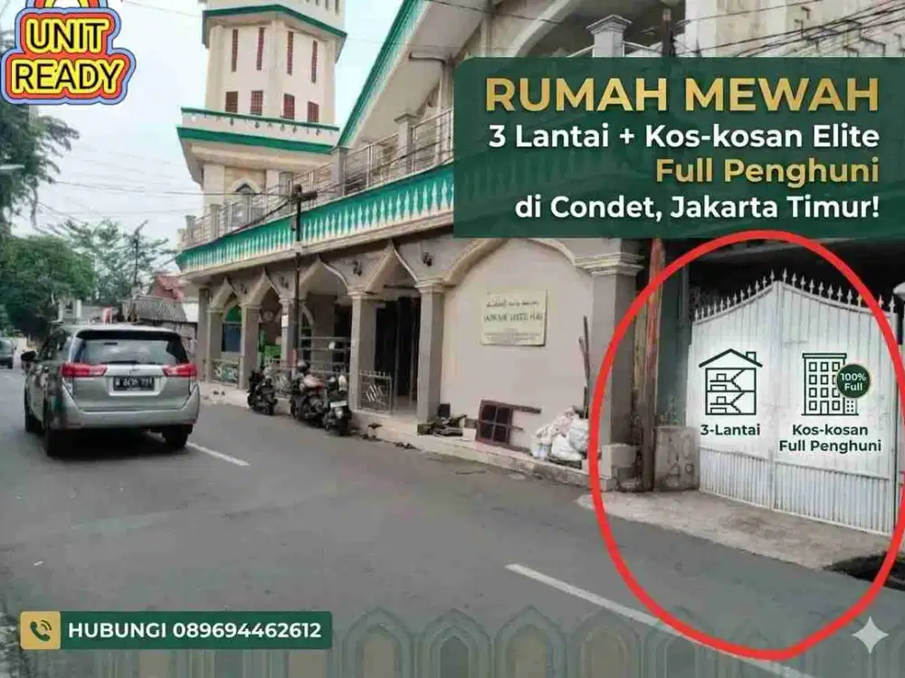 JUAL CEPAT BU RUMAH + KOSSAN FULL FURNISH DAN SUDAH FULL PENYEWA, DEPAN JL BESAR DI BATU AMPAR,CONDET-JAKARTA TIMUR