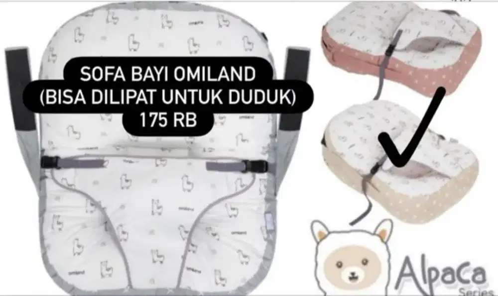 Preloved Sofa Bayi Omiland Lipat Multifungsi Motif Alpaca - Like New