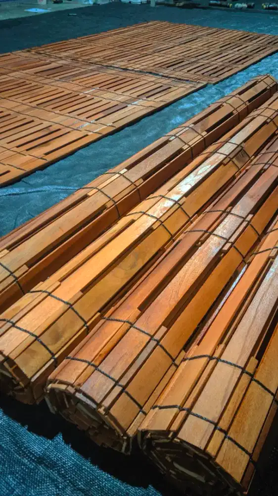 Jual Tirai kayu jati finishing motif stik