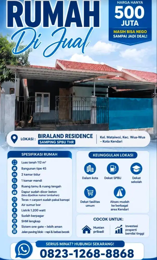 dijual rumah type 45