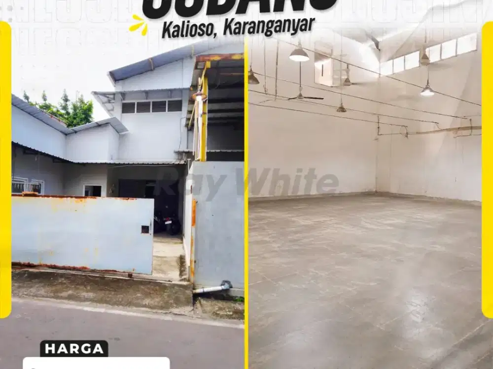 Dijual Gudang Strategis Lebar Depan 20m Siap Pakai Include Peralatan Garment di Sambirejo Kalioso Karanganyar