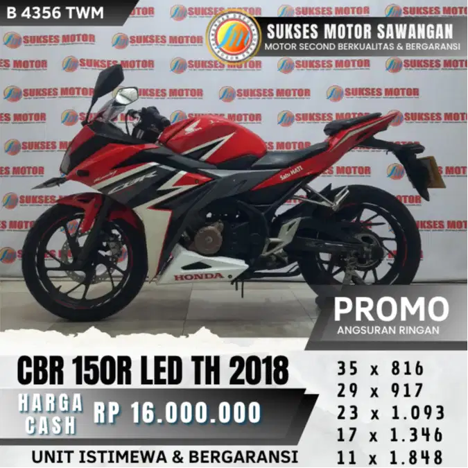 ISTIMEWA NEW CBR 150R LED TH 2018 UNIT MULUS BISA KREDIT BERGARANSI