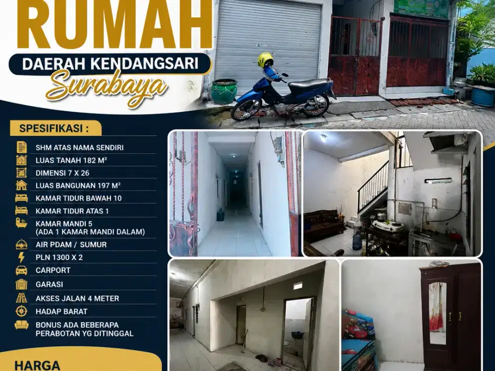 10 KAMAR TIDUR!! JUAL RUMAH KOS MURAH DI KENDANGSARI SURABAYA – DEKAT KE KAWASAN INDUSTRI SIER