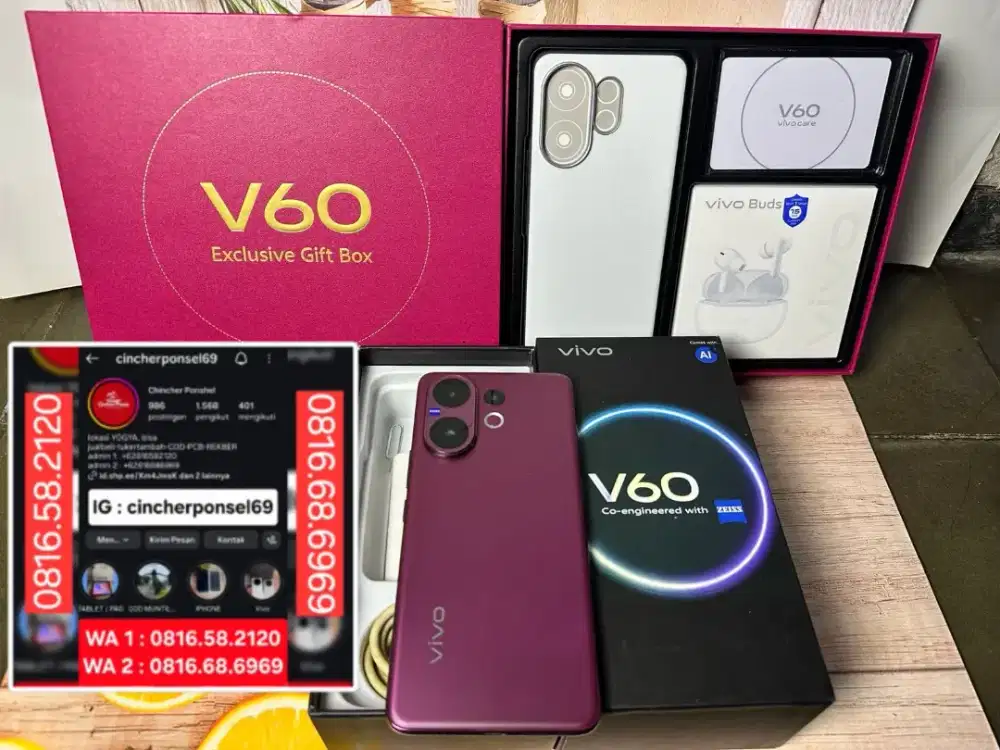hp likeNEW Vivo V60 5G ram 12gb plus esklusif gift box grns okt 2026