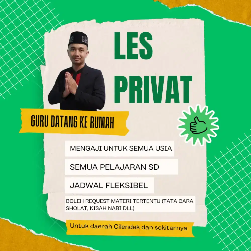 Les Privat Semua Pelajaran SD dan Mengaji semua usia