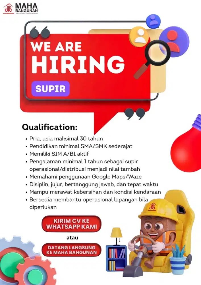 LOKER MATRIAL TOKO BANGUNAN MAHA BANGUNAN