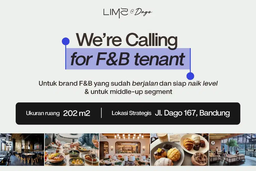 Disewakan Space F&B Strategis Dago Bandung, 202 m strategis