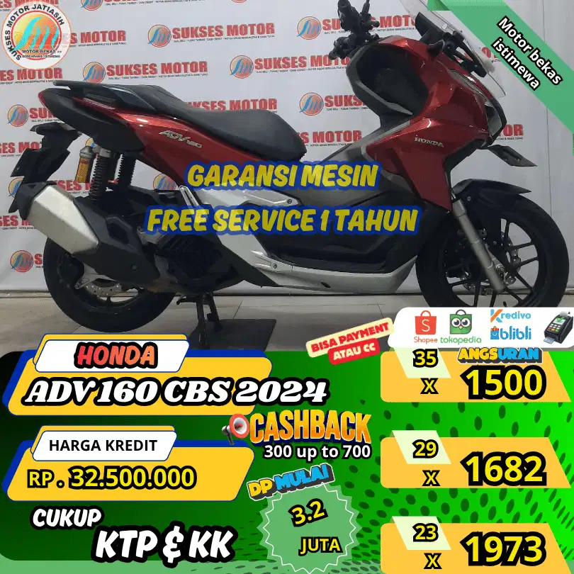 HONDA ADV 160 CBS 2024 ANGSURAN TERMURAH SYRT KTP & KK(SUKSESMOTOR)