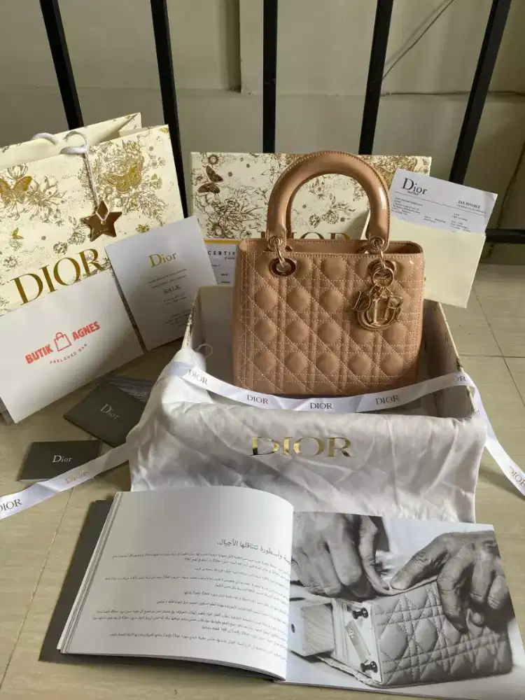 Nego Preloved Medium Lady D My ABC Bag Blush beige patent leather