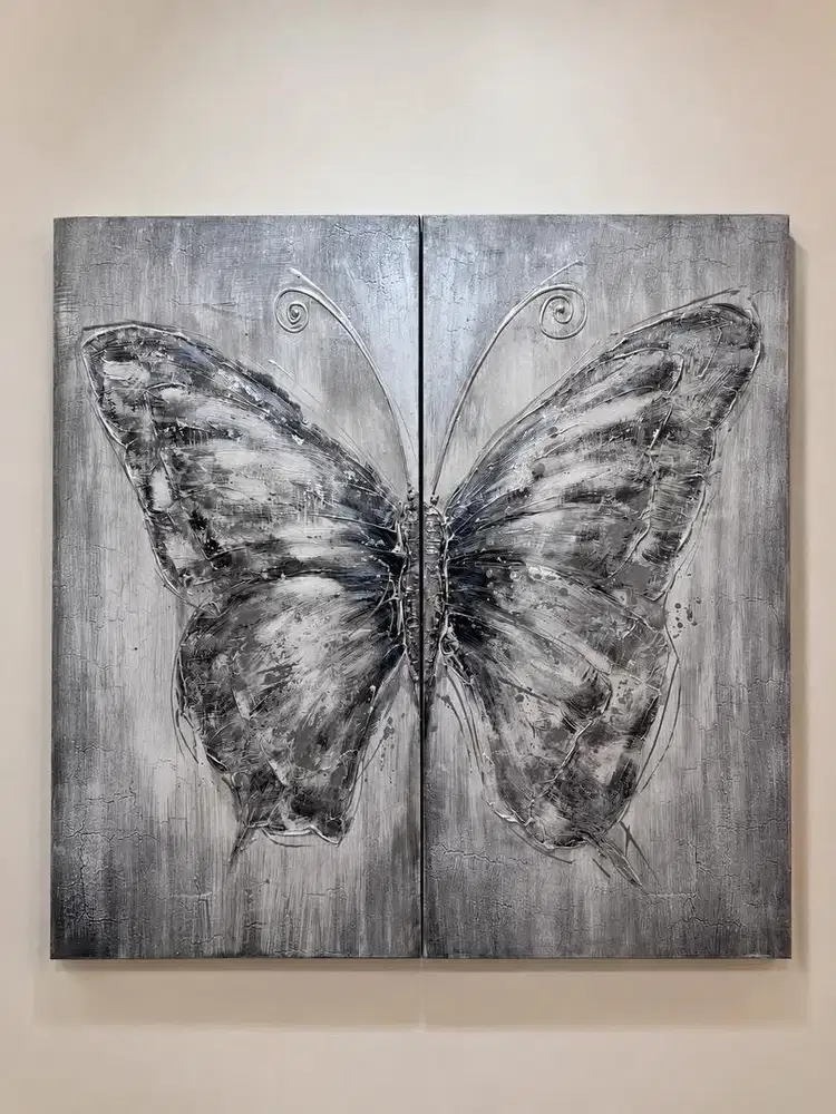 Wall Art Butterfly Canvas 100x100 | Vinoti Living | Modern Luxury