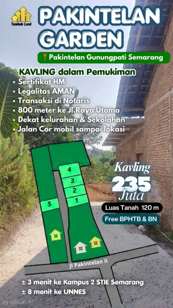TANAH PREMIUM SHM DEKAT KAMPUS UNNES SIAP BANGUN KOST